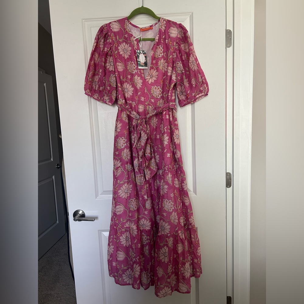 OLIPHANT PUFF SLEEVE MAXI PRESIDIO MAGENTA